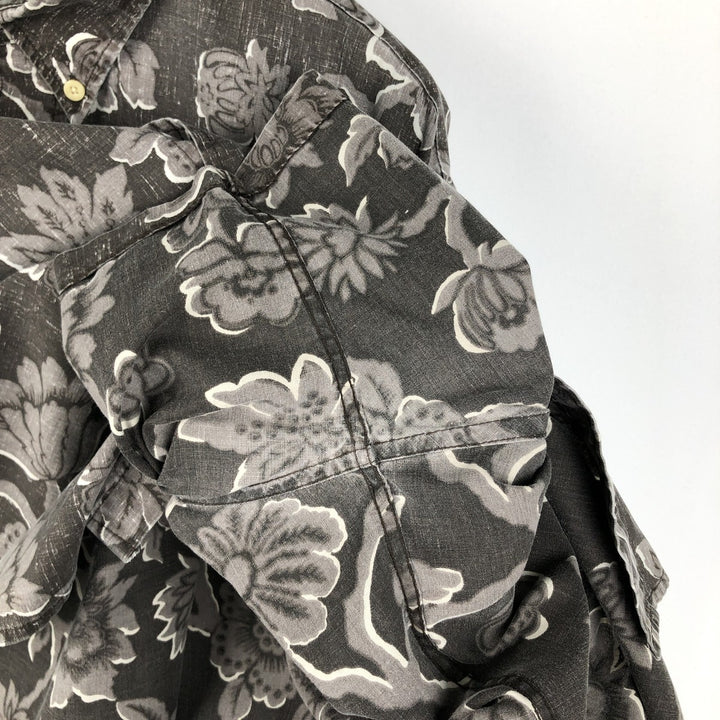 90'S Reyn Spooner all-over floral print button-down Hawaiian Aloha shirt, boxy style, men's size XL equivalent, vintage. cotton brown type Vintage Second Hand