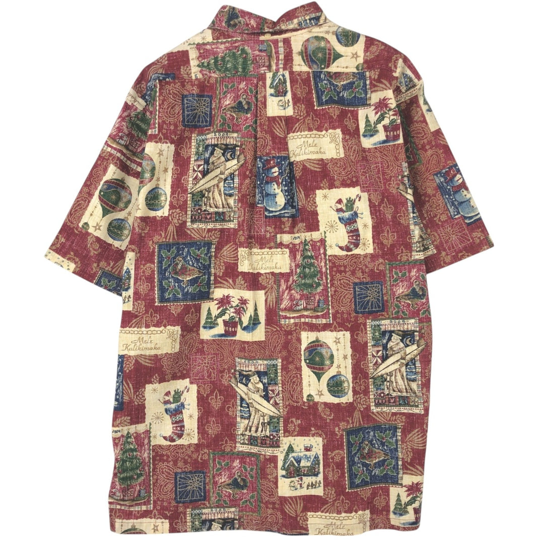 Reyn Spooner MELE KALIKIMAKA Christmas Limited Edition All-Over Print Half-Button Button-Down Hawaiian Aloha Shirt, Made in Hawaii cotton red type Vintage Second Hand