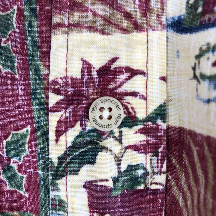 Reyn Spooner MELE KALIKIMAKA Christmas Limited Edition All-Over Print Half-Button Button-Down Hawaiian Aloha Shirt, Made in Hawaii cotton red type Vintage Second Hand
