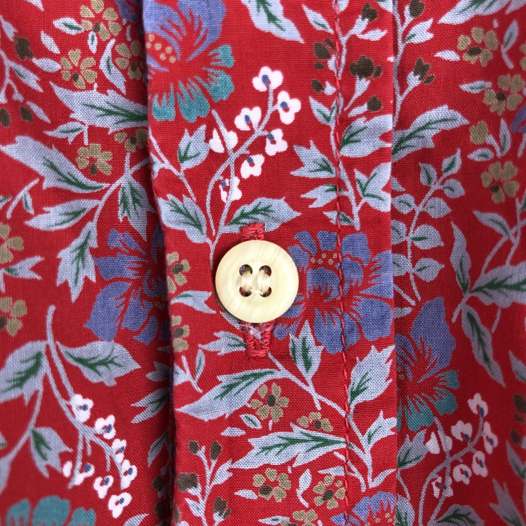 80'S Reyn Spooner Gold Tag Nude Tag All-over Floral Print Button-Down Hawaiian Aloha Shirt Boxy Shirt Made in Hawaii cotton red type Vintage Second Hand