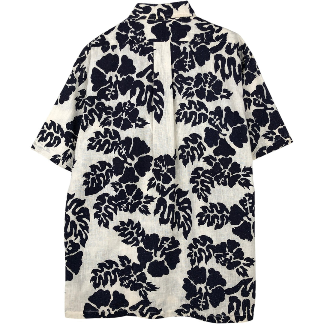 1970'S Sears all-over hibiscus pattern Hawaiian Aloha shirt, men's size L equivalent, vintage boxy shirt unclear white type Vintage Second Hand