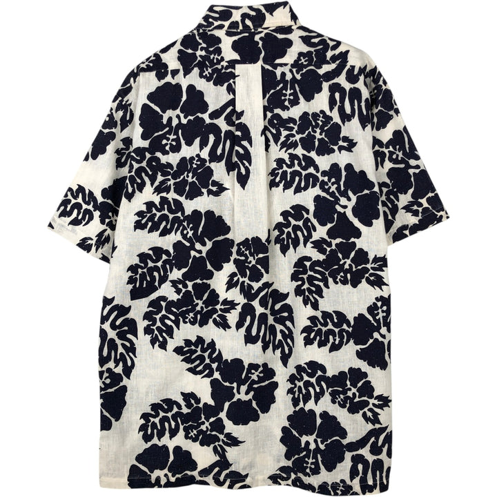 1970'S Sears all-over hibiscus pattern Hawaiian Aloha shirt, men's size L equivalent, vintage boxy shirt unclear white type Vintage Second Hand