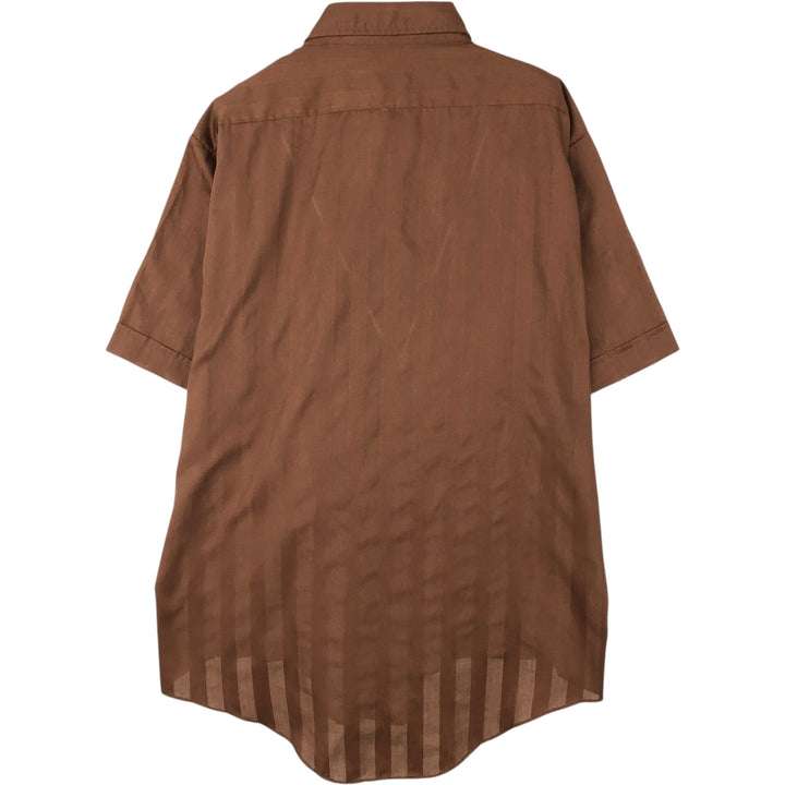 70s-80'S Richman Brothers Stripe Pattern Short-Sleeve Poly-Cotton Shirt, Men's Size XL (Equivalent), Vintage polyester brown type Vintage Second Hand