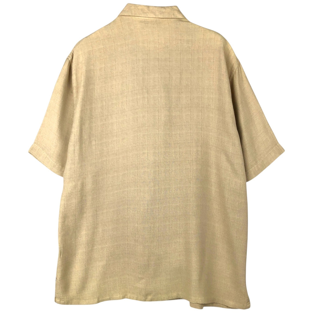 MIX STUDIO Short-Sleeve Rayon Shirt, Made in USA, Men's Size M (approx.) Rayon Beige type Vintage Second Hand