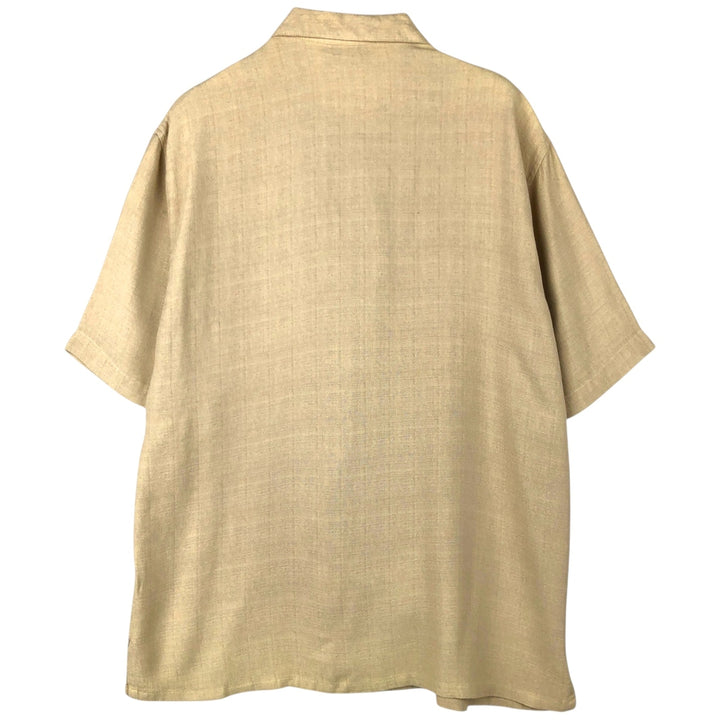 MIX STUDIO Short-Sleeve Rayon Shirt, Made in USA, Men's Size M (approx.) Rayon Beige type Vintage Second Hand
