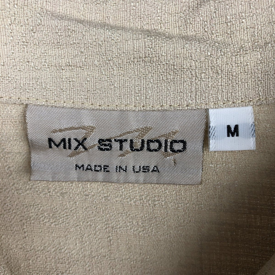 MIX STUDIO Short-Sleeve Rayon Shirt, Made in USA, Men's Size M (approx.) Rayon Beige type Vintage Second Hand