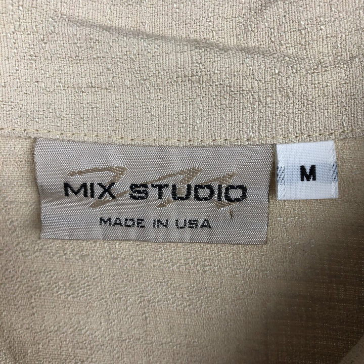MIX STUDIO Short-Sleeve Rayon Shirt, Made in USA, Men's Size M (approx.) Rayon Beige type Vintage Second Hand