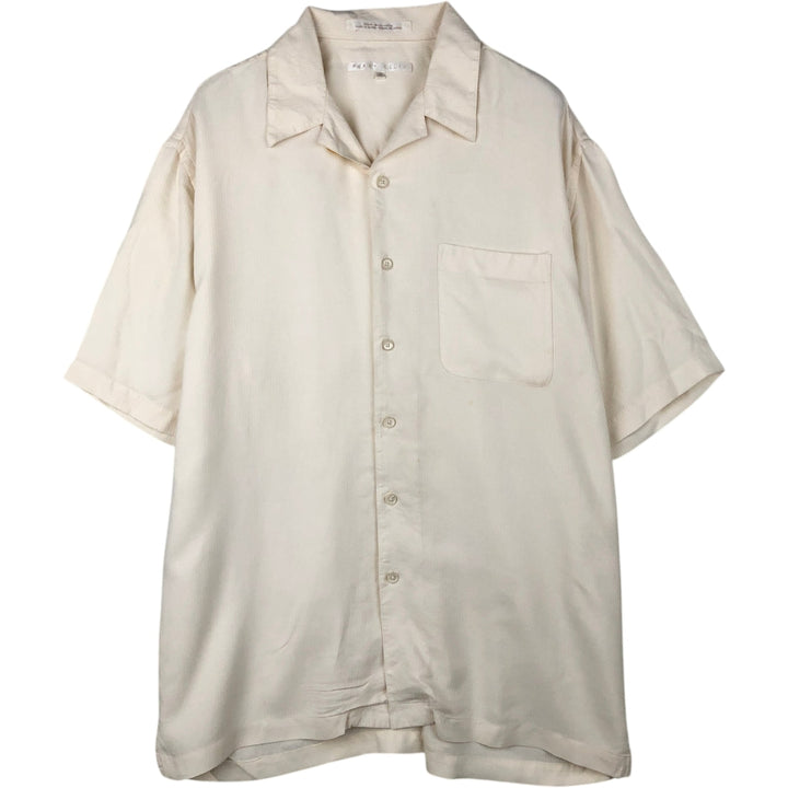 Perry Ellis PERRY ELLIS Short Sleeve Open Collar Silk Shirt Box Shirt Men's M silk ivory Vintage Second Hand