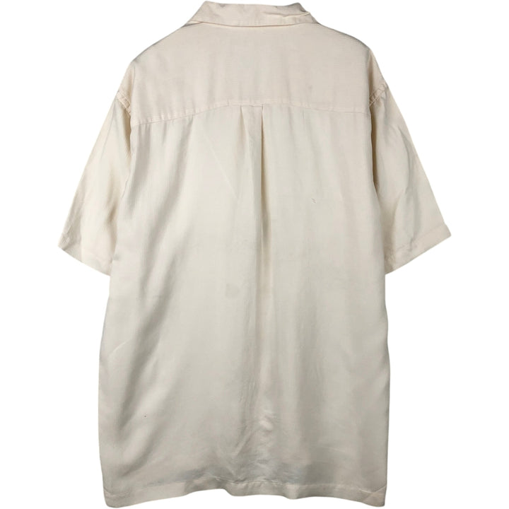 Perry Ellis PERRY ELLIS Short Sleeve Open Collar Silk Shirt Box Shirt Men's M silk ivory Vintage Second Hand