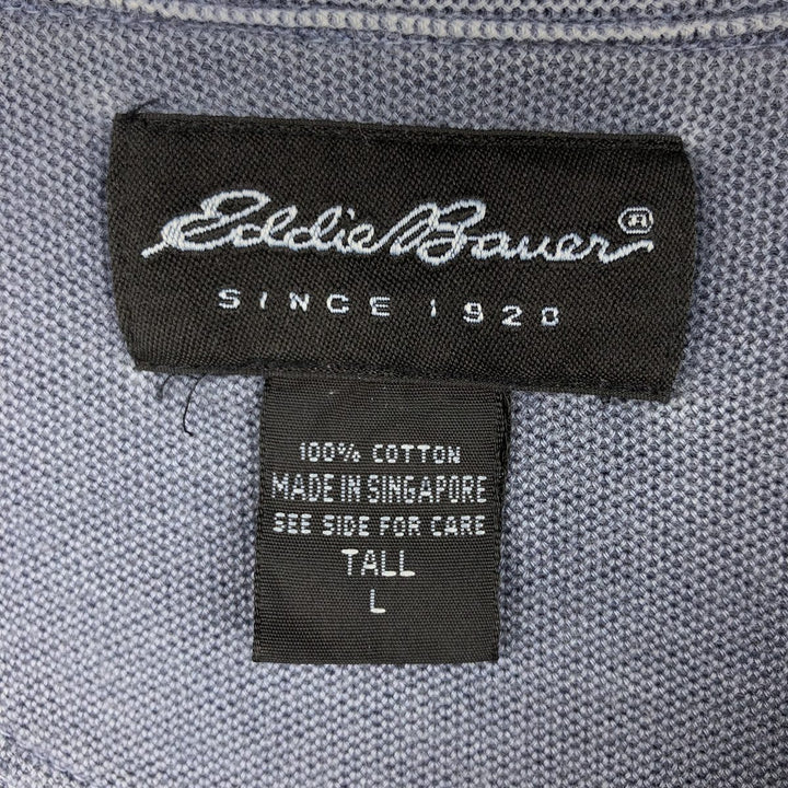 2000'S Eddie Bauer Short-Sleeve Cotton Box Shirt, Men's Size L (approx.) cotton navy blue type Vintage Second Hand