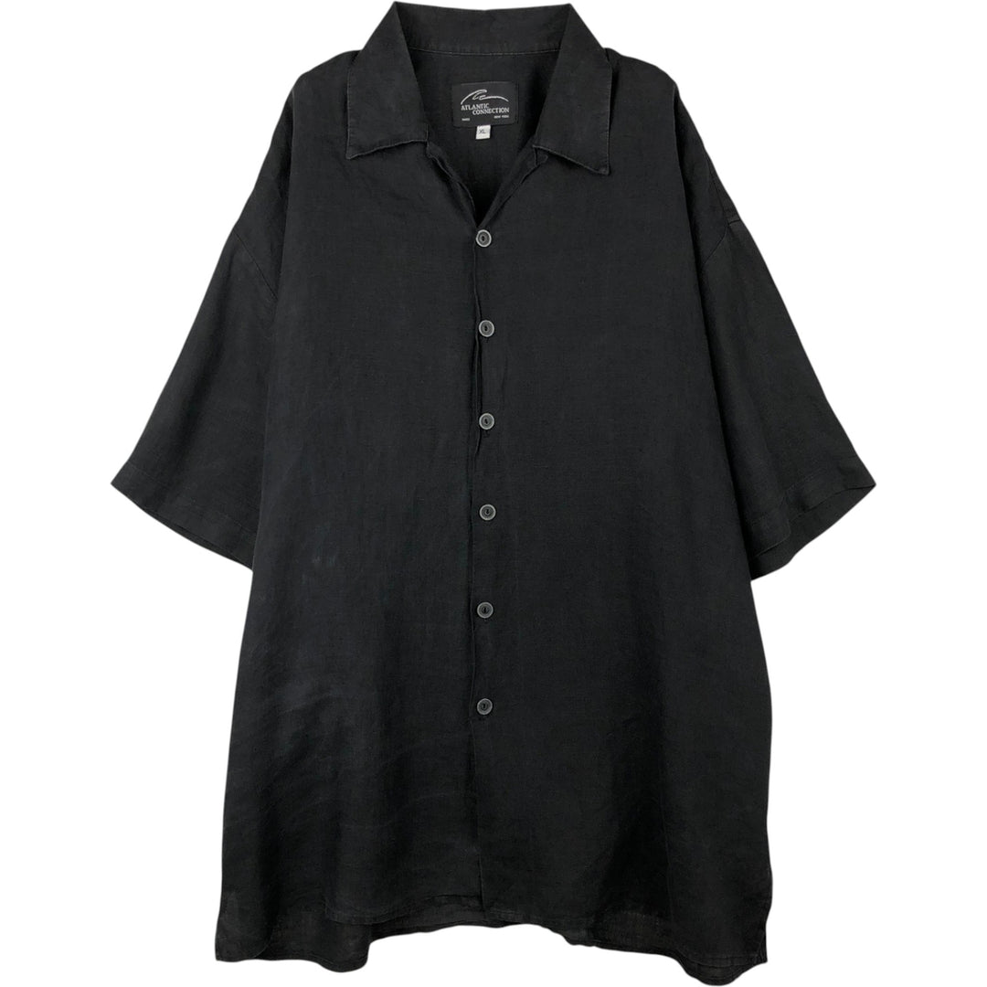 ATLANTIC CONNECTION Short-Sleeve Open-Collar Shirt, Boxy Shirt, Men's Size XL (approx.) unclear black type Vintage Second Hand