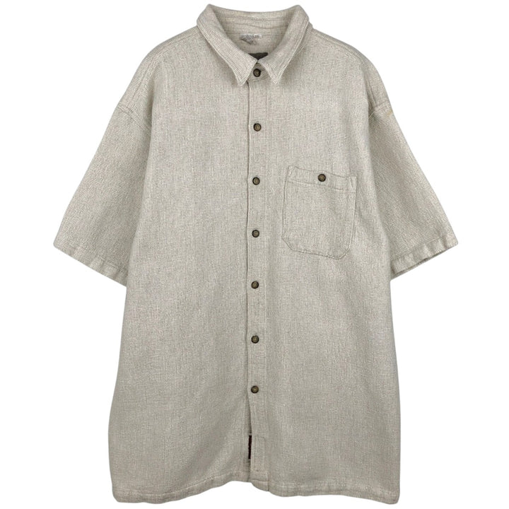 90s-00'S The Territory Ahead Short-Sleeve Cotton Box Shirt, Men's XXL equivalent, Vintage cotton Beige type Vintage Second Hand