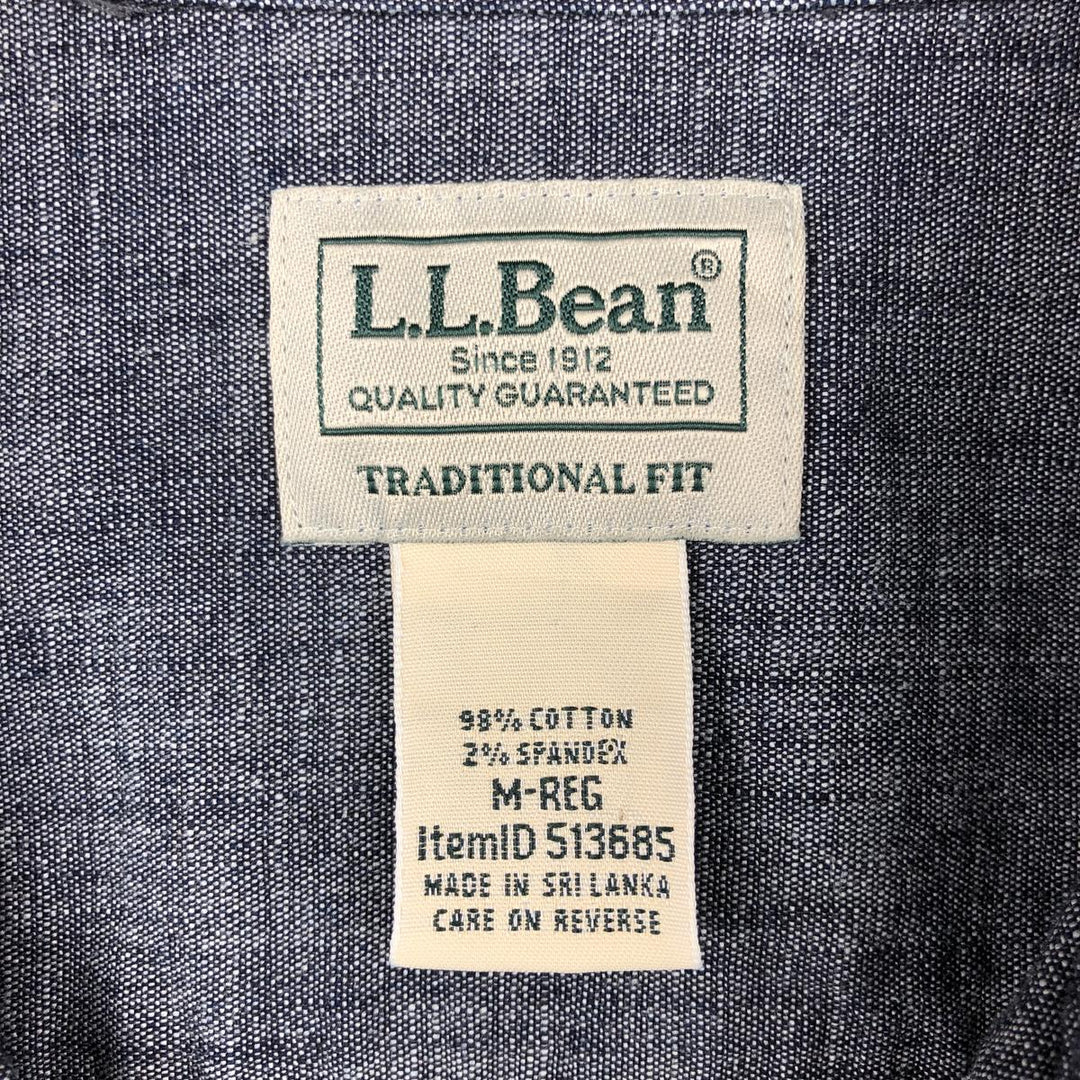 90s-00'S L.L.Bean Traditional Fit Short-Sleeve Button-Down Shirt, Men's Size M (approx.) cotton navy blue type Vintage Second Hand