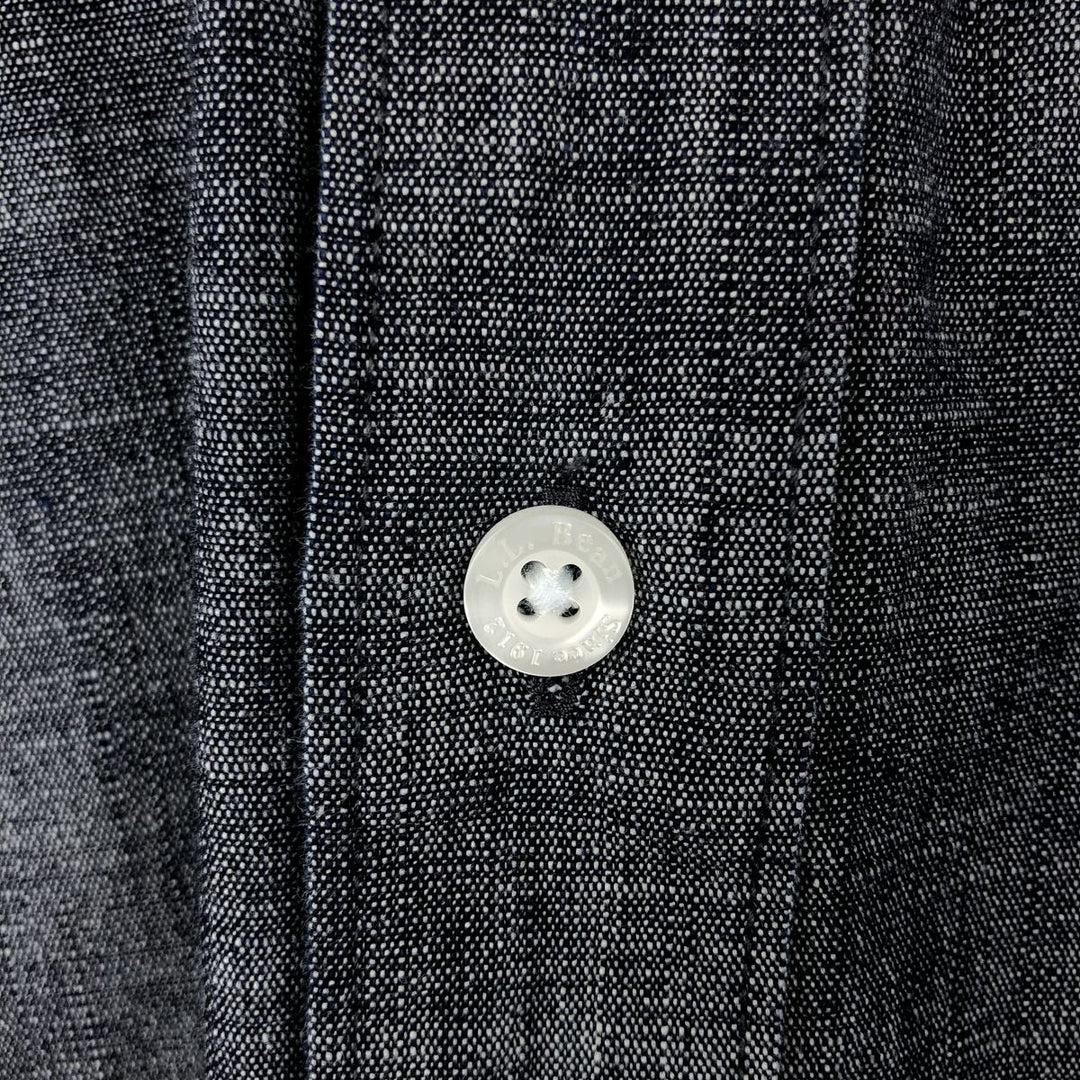 90s-00'S L.L.Bean Traditional Fit Short-Sleeve Button-Down Shirt, Men's Size M (approx.) cotton navy blue type Vintage Second Hand