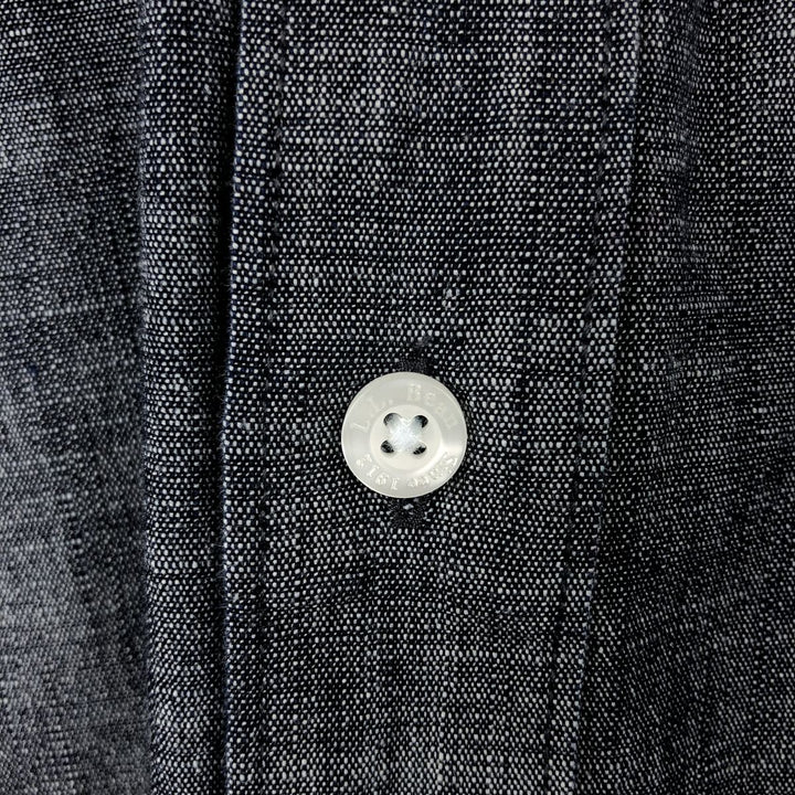 90s-00'S L.L.Bean Traditional Fit Short-Sleeve Button-Down Shirt, Men's Size M (approx.) cotton navy blue type Vintage Second Hand