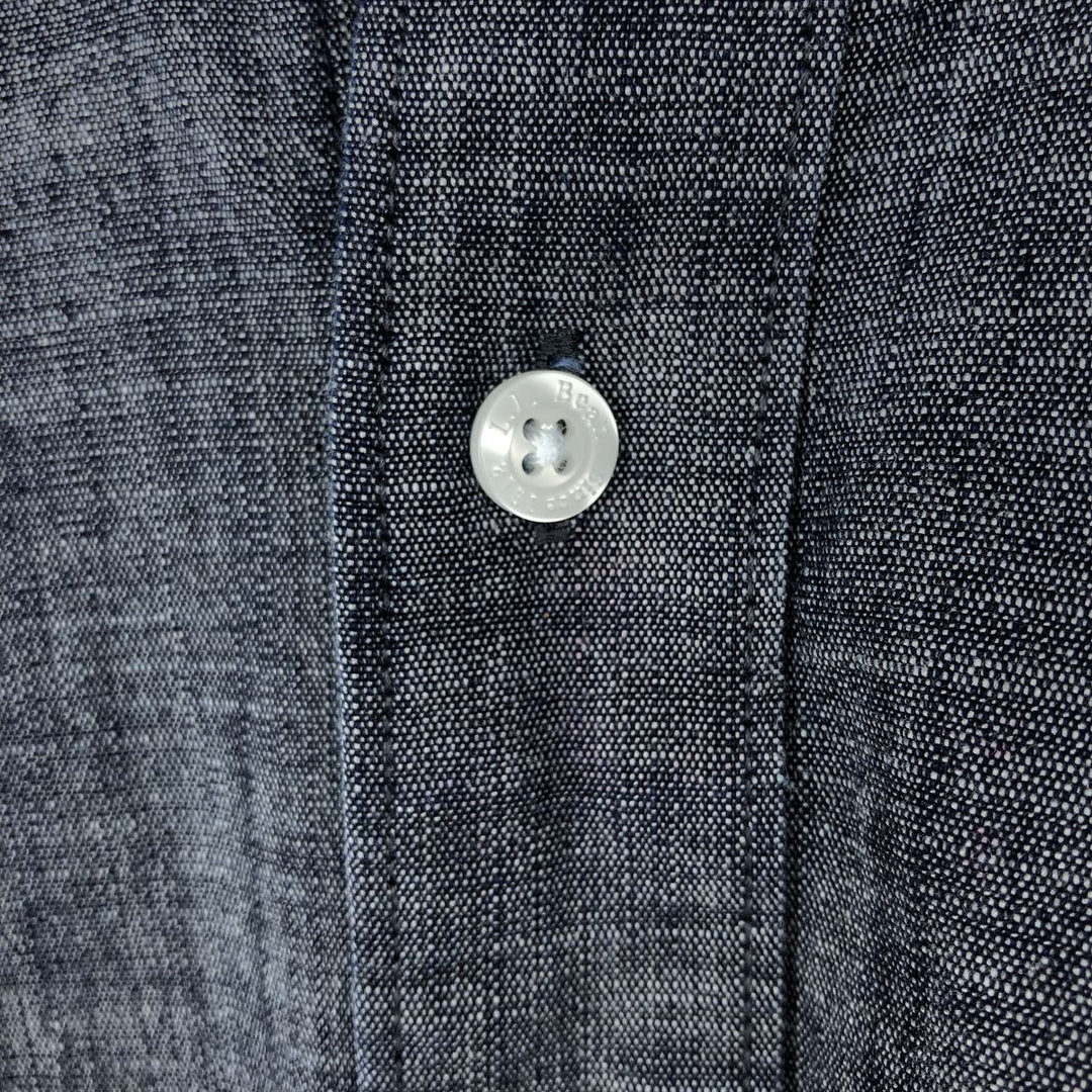 90s-00'S L.L.Bean Traditional Fit Short-Sleeve Button-Down Shirt, Men's Size M (approx.) cotton navy blue type Vintage Second Hand