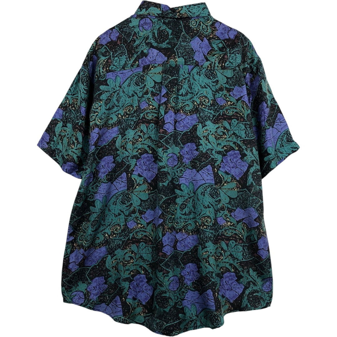 GOOUCH All-over Print Short Sleeve Silk Shirt, Men's M Size silk green type Vintage Second Hand
