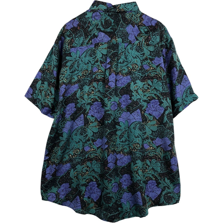 GOOUCH All-over Print Short Sleeve Silk Shirt, Men's M Size silk green type Vintage Second Hand