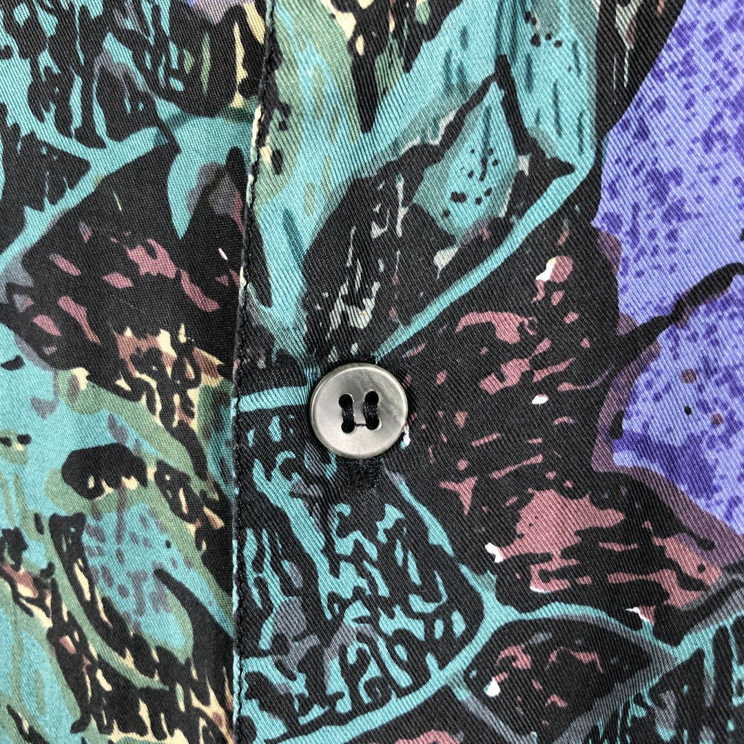 GOOUCH All-over Print Short Sleeve Silk Shirt, Men's M Size silk green type Vintage Second Hand