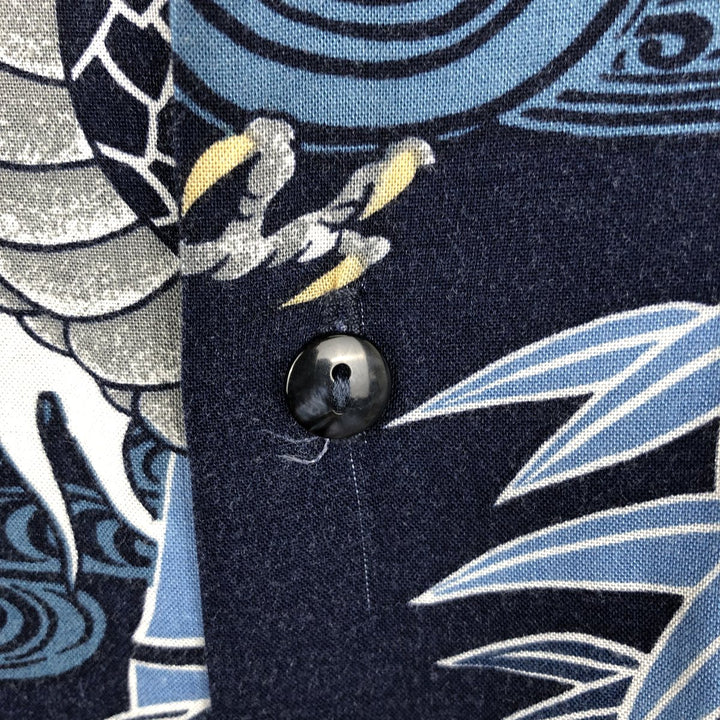 Kennington RED DRAGON All-over Dragon Pattern Short-Sleeve Open Collar Rayon Shirt Box Shirt Men's XL Equivalent Rayon blue type Vintage Second Hand