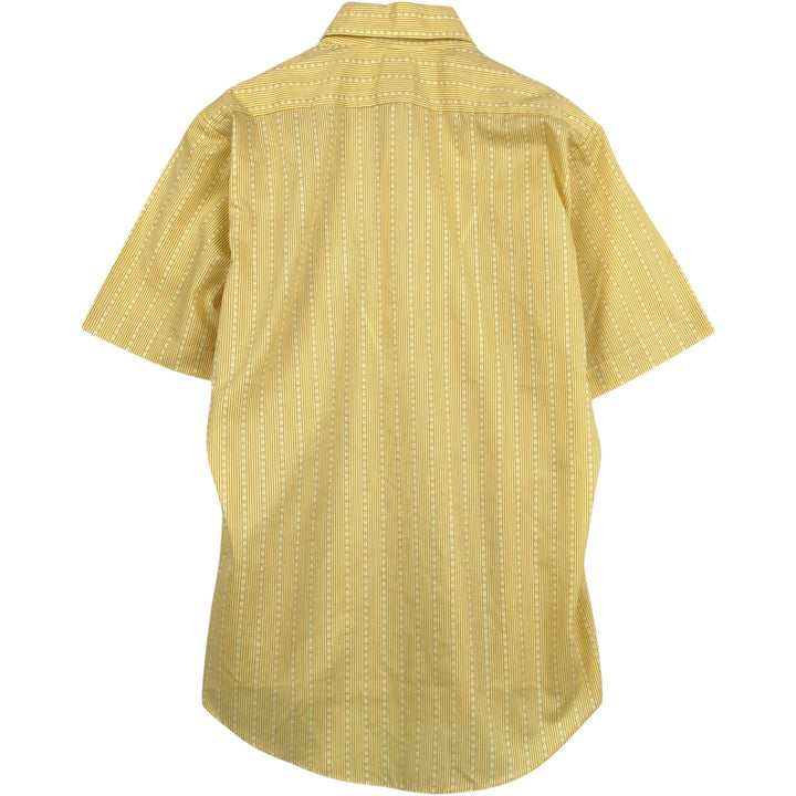 Montgomery Ward Stripe Pattern Short-Sleeve Poly-Cotton Shirt, Men's Size M (Equivalent), Vintage polyester yellow type Vintage Second Hand
