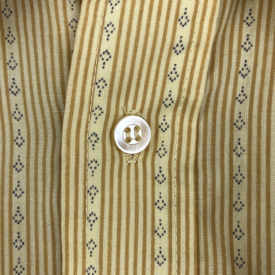 Montgomery Ward Stripe Pattern Short-Sleeve Poly-Cotton Shirt, Men's Size M (Equivalent), Vintage polyester yellow type Vintage Second Hand