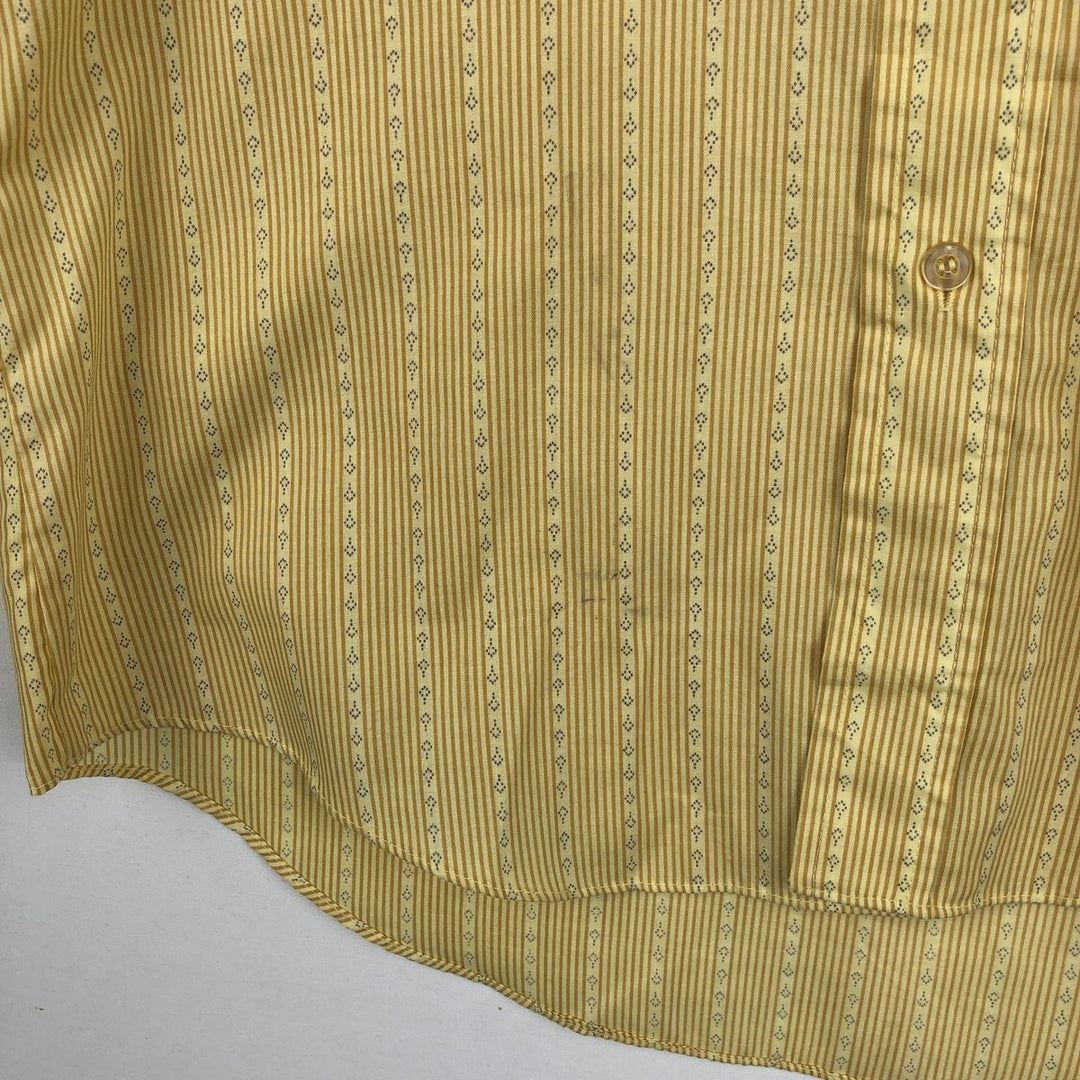 Montgomery Ward Stripe Pattern Short-Sleeve Poly-Cotton Shirt, Men's Size M (Equivalent), Vintage polyester yellow type Vintage Second Hand