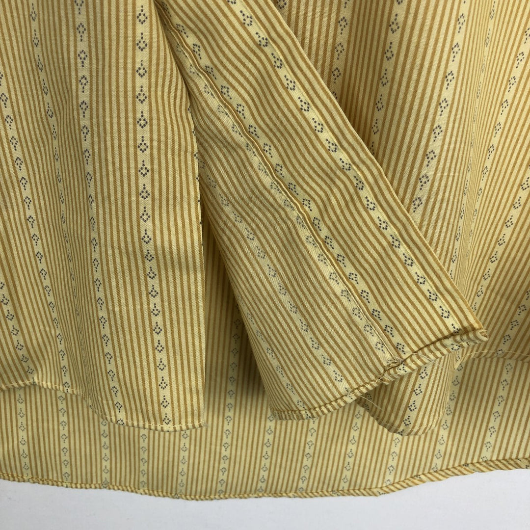 Montgomery Ward Stripe Pattern Short-Sleeve Poly-Cotton Shirt, Men's Size M (Equivalent), Vintage polyester yellow type Vintage Second Hand