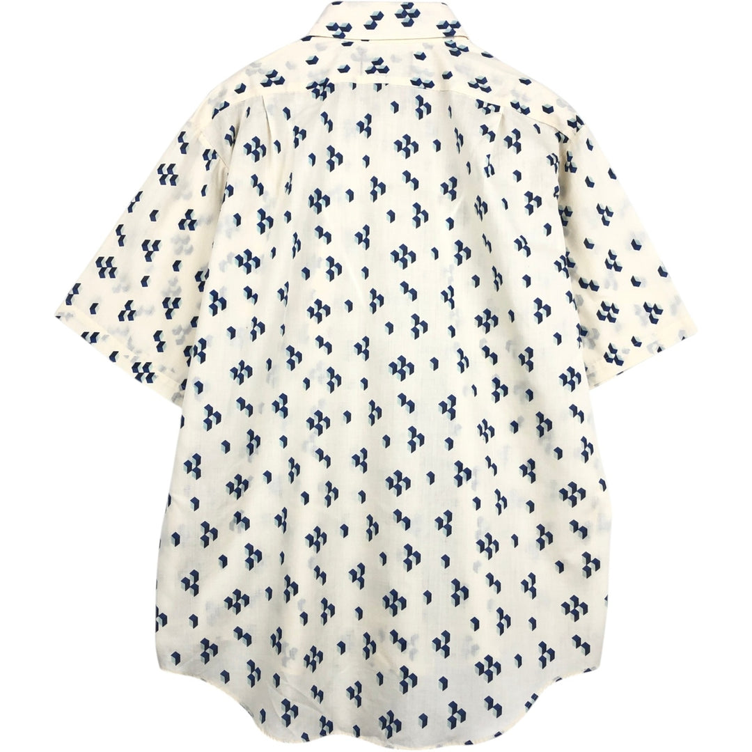 JCPenney Towncraft all-over print short-sleeved polycotton shirt, men's size XL equivalent, vintage. polyester white type Vintage Second Hand