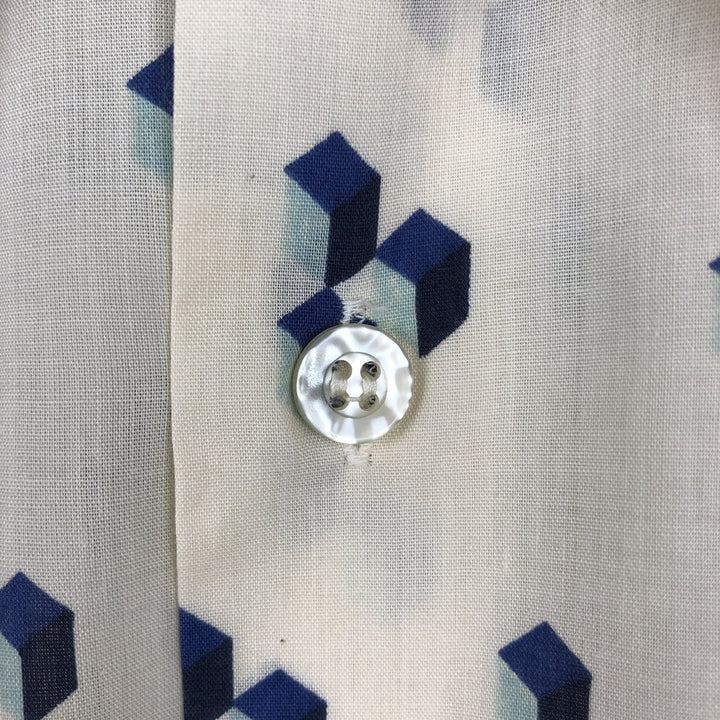 JCPenney Towncraft all-over print short-sleeved polycotton shirt, men's size XL equivalent, vintage. polyester white type Vintage Second Hand
