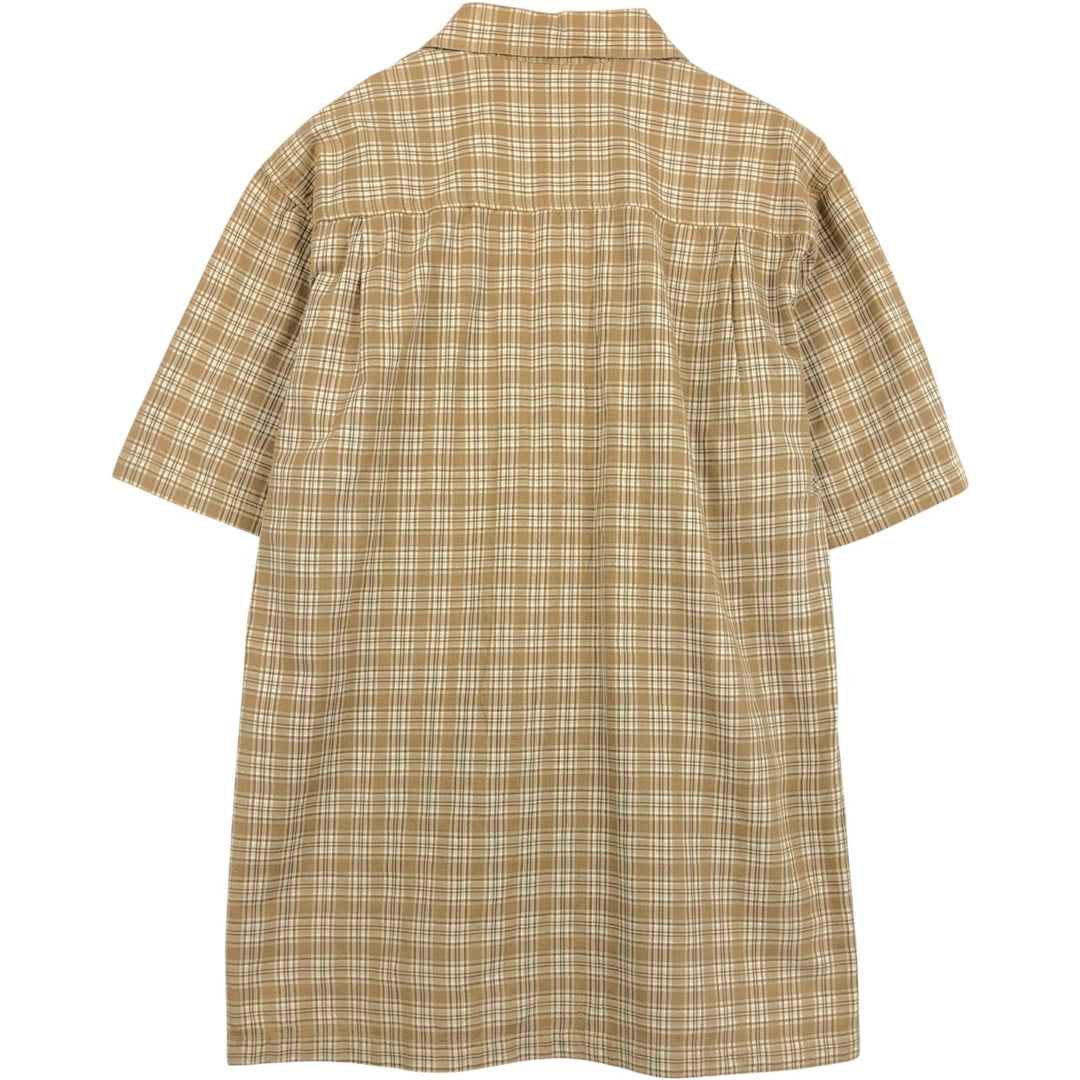 2000'S Woolrich Check Pattern Short-Sleeve Open-Collar Cotton Shirt, Men's Size M (approx.) cotton Beige type Vintage Second Hand