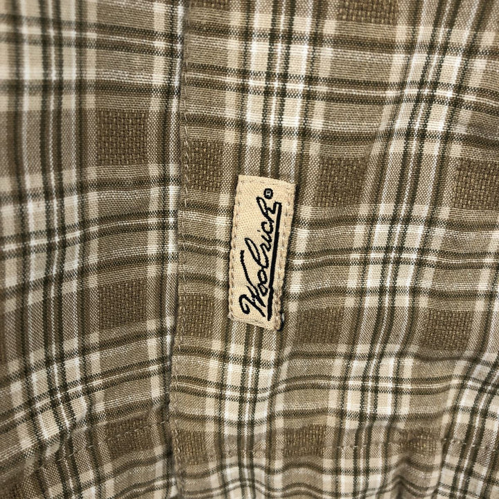 2000'S Woolrich Check Pattern Short-Sleeve Open-Collar Cotton Shirt, Men's Size M (approx.) cotton Beige type Vintage Second Hand