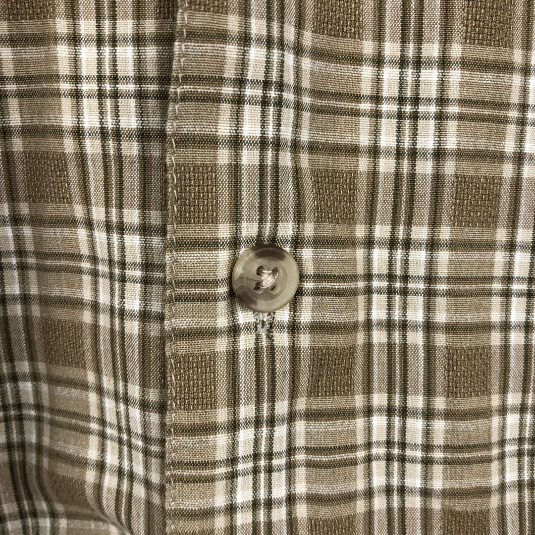 2000'S Woolrich Check Pattern Short-Sleeve Open-Collar Cotton Shirt, Men's Size M (approx.) cotton Beige type Vintage Second Hand