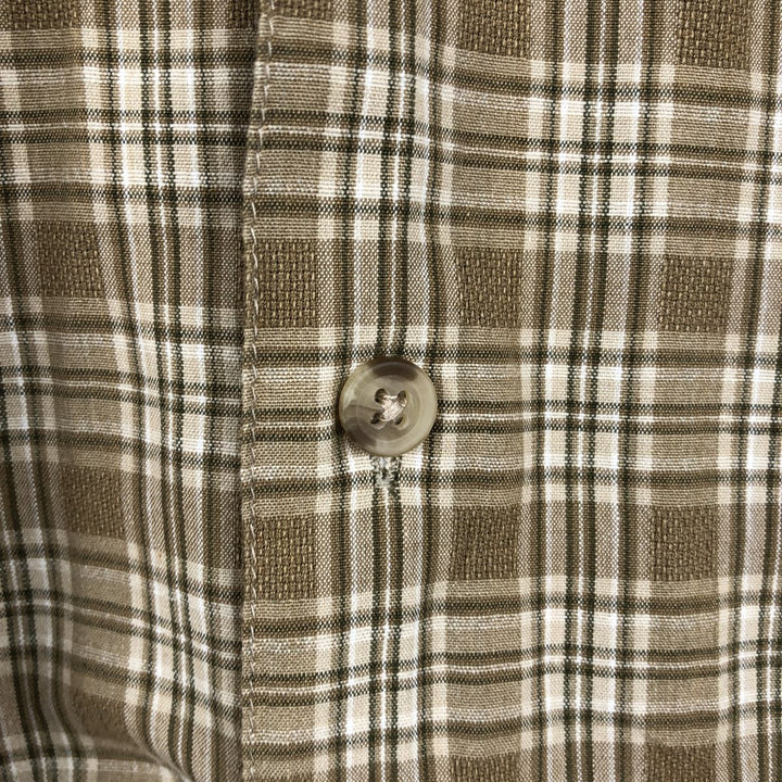 2000'S Woolrich Check Pattern Short-Sleeve Open-Collar Cotton Shirt, Men's Size M (approx.) cotton Beige type Vintage Second Hand