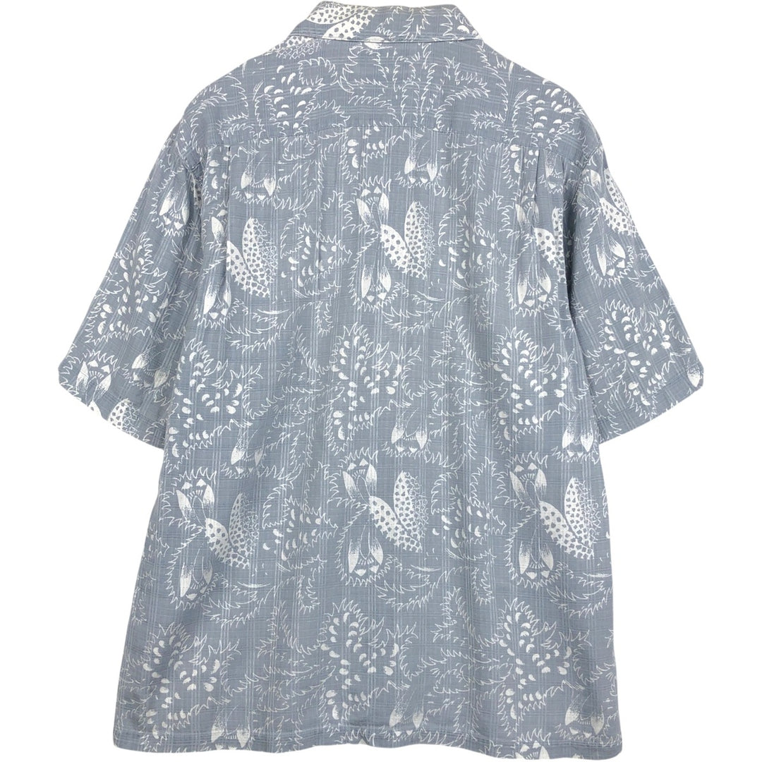 Columbia all-over print wide collar short-sleeved cotton shirt, boxy style, men's size M equivalent, vintage. cotton gray type Vintage Second Hand