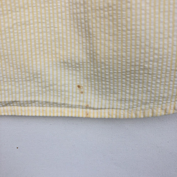 1990'S Eddie Bauer black tag seersucker short-sleeved button-down striped shirt, men's size S (approx.) cotton yellow type Vintage Second Hand