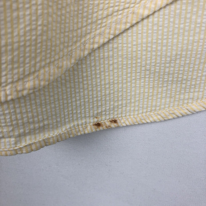 1990'S Eddie Bauer black tag seersucker short-sleeved button-down striped shirt, men's size S (approx.) cotton yellow type Vintage Second Hand
