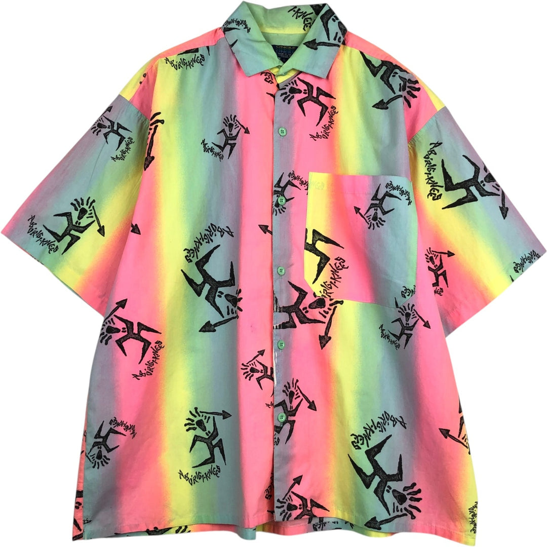 O'NEILL all-over print short-sleeved cotton shirt, men's size L equivalent. cotton pink type Vintage Second Hand