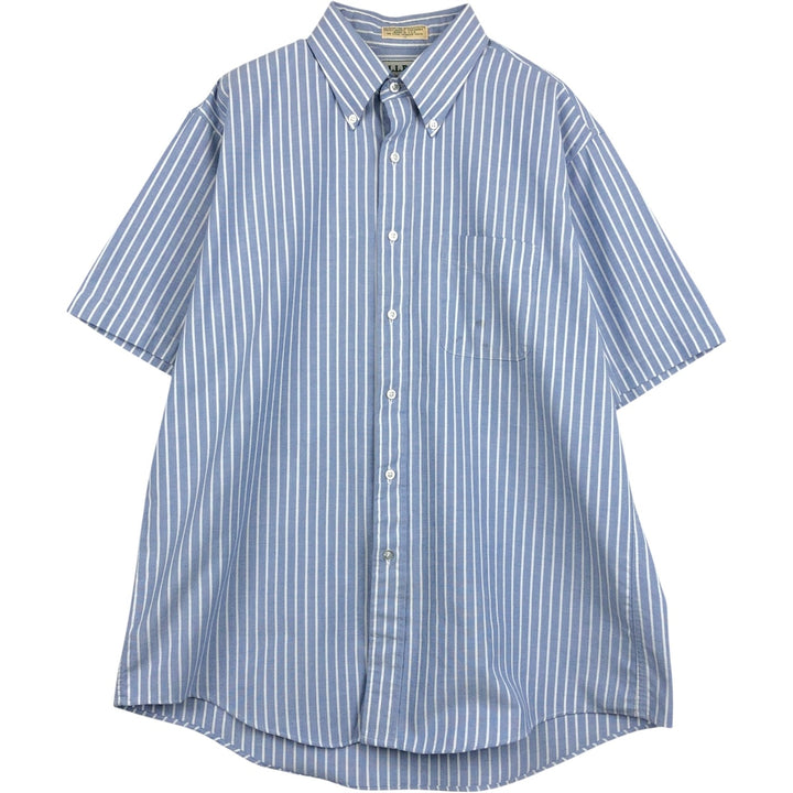 70s-80'S LL Bean Short-Sleeve Button-Down Striped Shirt, Made in USA, Men's XXL equivalent, Vintage cotton blue type Vintage Second Hand