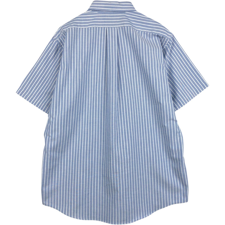 70s-80'S LL Bean Short-Sleeve Button-Down Striped Shirt, Made in USA, Men's XXL equivalent, Vintage cotton blue type Vintage Second Hand