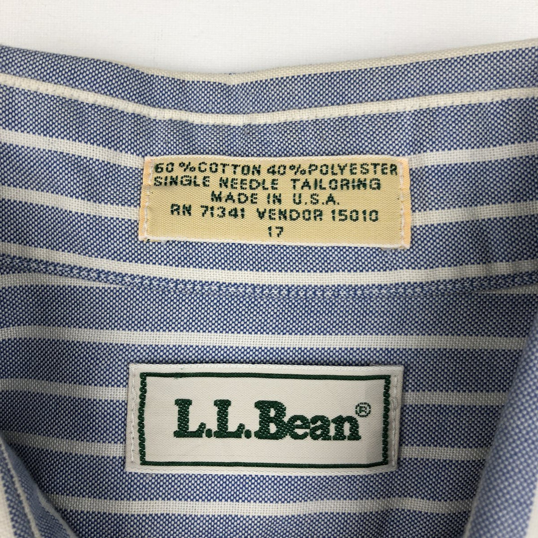 70s-80'S LL Bean Short-Sleeve Button-Down Striped Shirt, Made in USA, Men's XXL equivalent, Vintage cotton blue type Vintage Second Hand