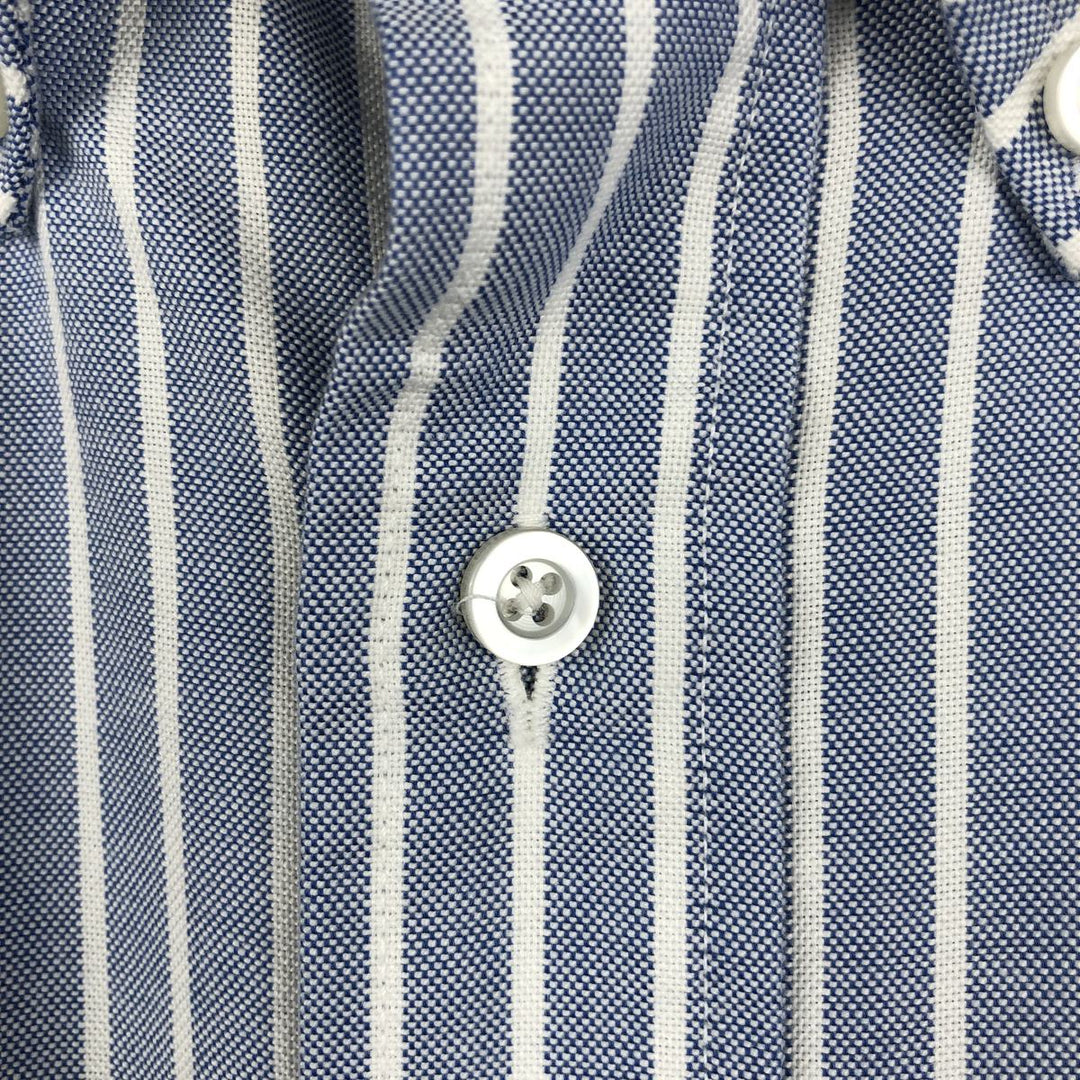 70s-80'S LL Bean Short-Sleeve Button-Down Striped Shirt, Made in USA, Men's XXL equivalent, Vintage cotton blue type Vintage Second Hand