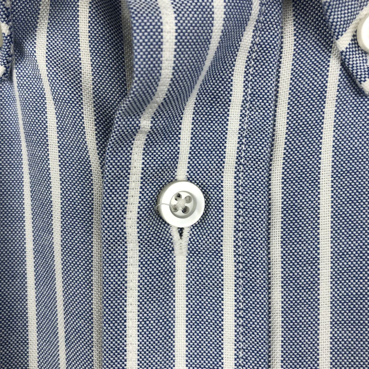 70s-80'S LL Bean Short-Sleeve Button-Down Striped Shirt, Made in USA, Men's XXL equivalent, Vintage cotton blue type Vintage Second Hand