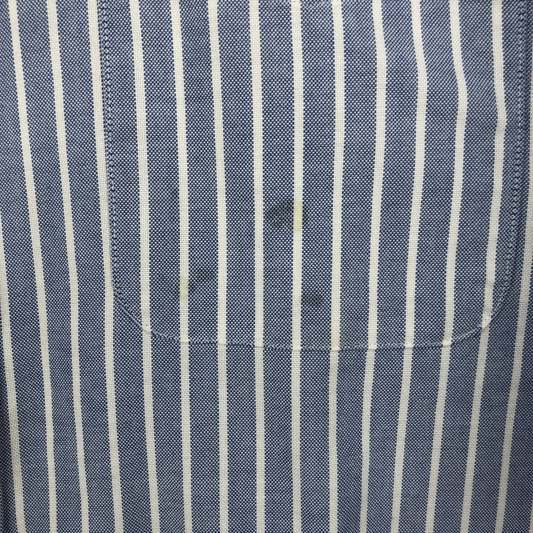 70s-80'S LL Bean Short-Sleeve Button-Down Striped Shirt, Made in USA, Men's XXL equivalent, Vintage cotton blue type Vintage Second Hand