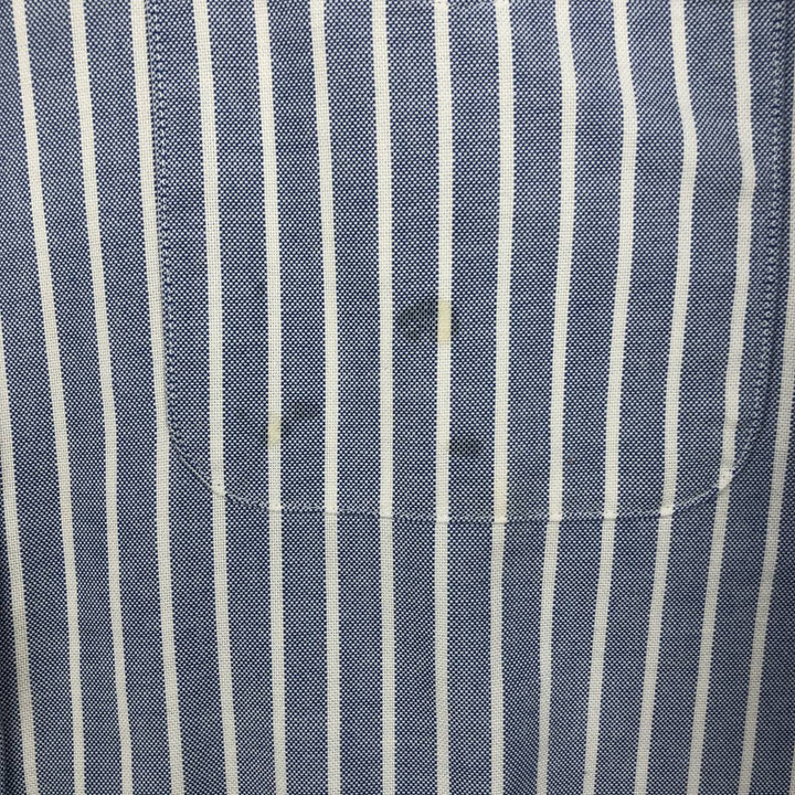 70s-80'S LL Bean Short-Sleeve Button-Down Striped Shirt, Made in USA, Men's XXL equivalent, Vintage cotton blue type Vintage Second Hand