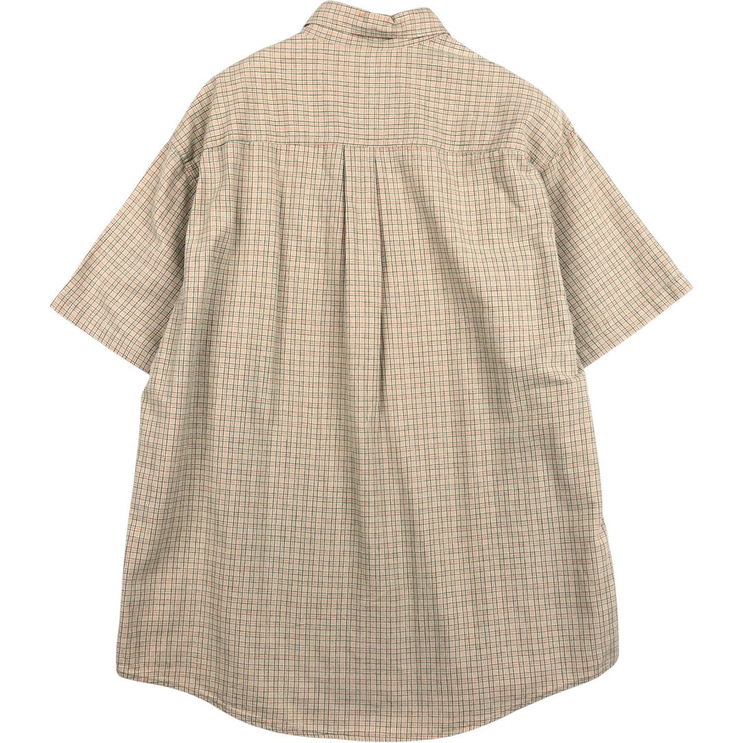 ~90'S LLBean short sleeve button down check shirt, men's size L, vintage cotton Beige type Vintage Second Hand
