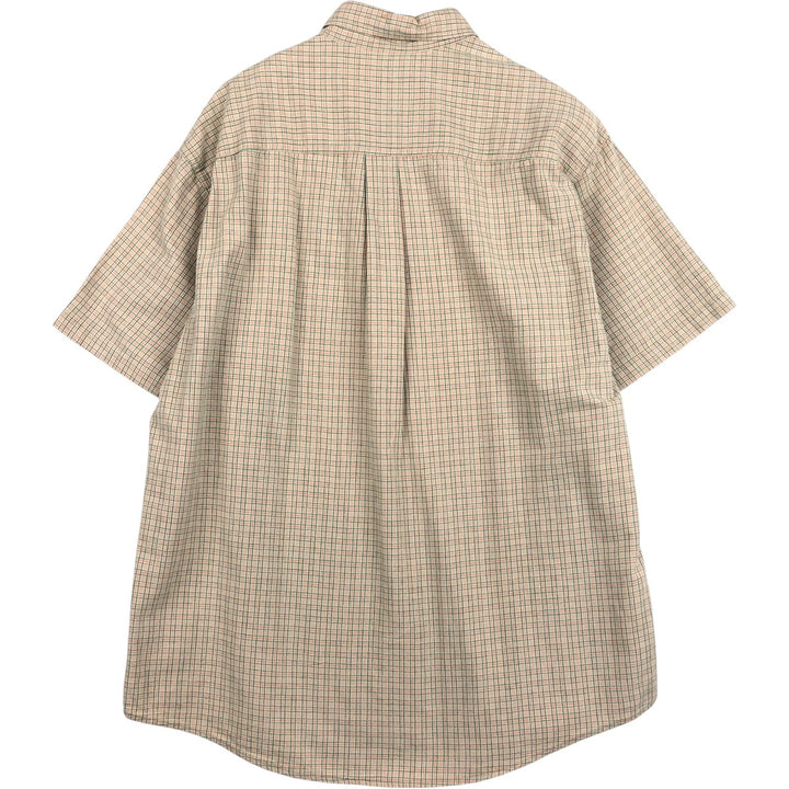 ~90'S LLBean short sleeve button down check shirt, men's size L, vintage cotton Beige type Vintage Second Hand