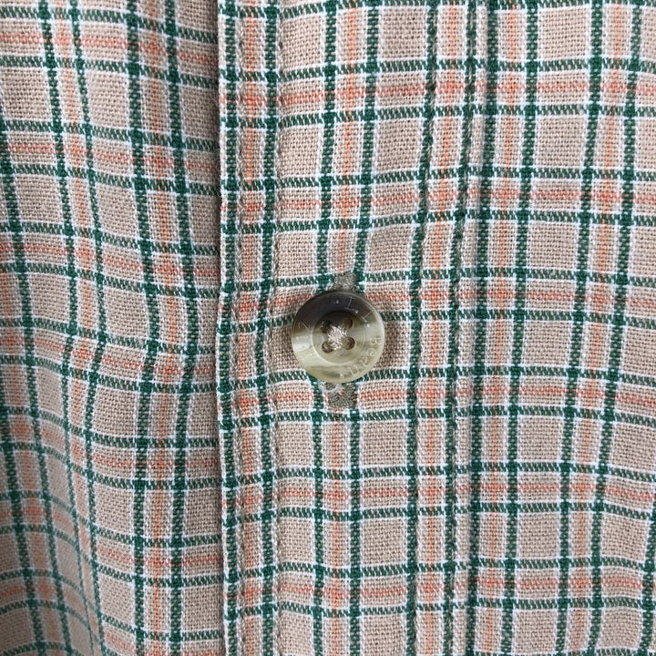 ~90'S LLBean short sleeve button down check shirt, men's size L, vintage cotton Beige type Vintage Second Hand