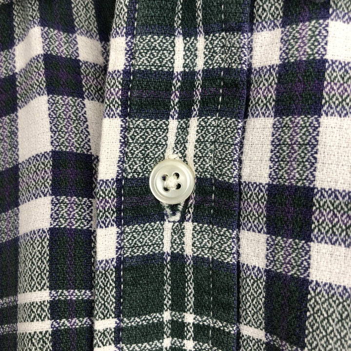 Eddie Bauer short sleeve button down check shirt, men's size L cotton green type Vintage Second Hand