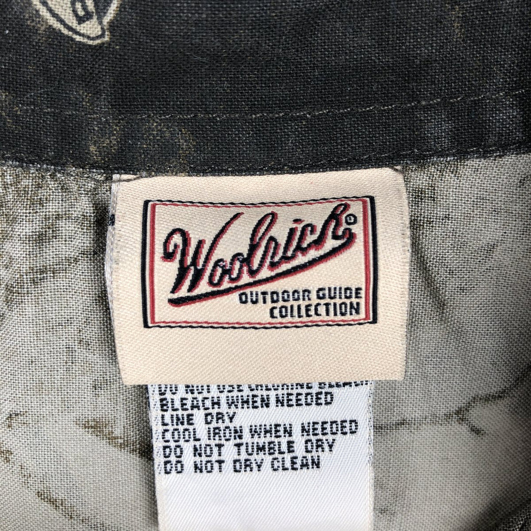Woolrich Real Tree Camo Short-Sleeve Button-Down Shirt (Men's Size M) cotton brown type Vintage Second Hand